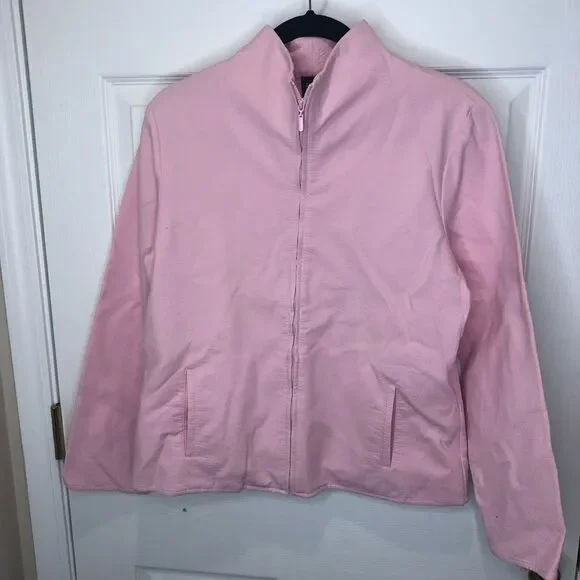 Eileen Fisher pink zip front jacket with pockets size medium - Picture 2 of 13